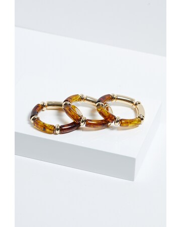 Mood Tort Resin And Polished Station Stretch Bracelets - Pack Of 3