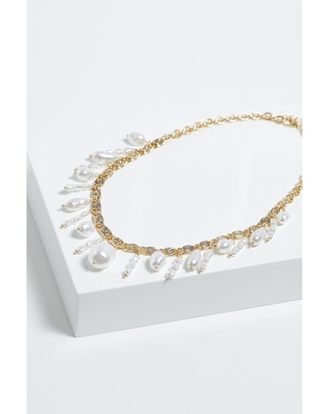Mood Gold Cream Pearl Baroque Shaker Necklace