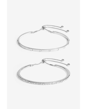 Mood Silver Crystal Bar Toggle Bracelets - Pack Of 2