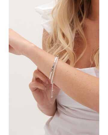 Mood Silver Crystal Bar Toggle Bracelets - Pack Of 2