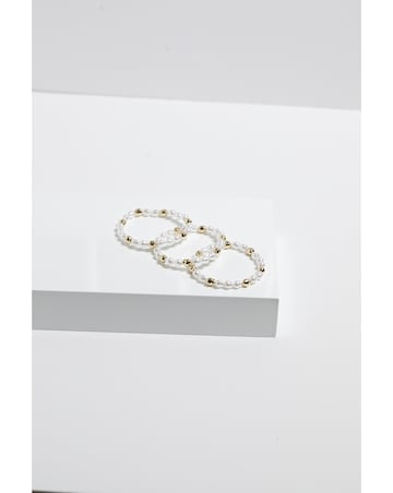 Mood Gold Pearl And Polished Stretch Bracelets - Pack Of 3