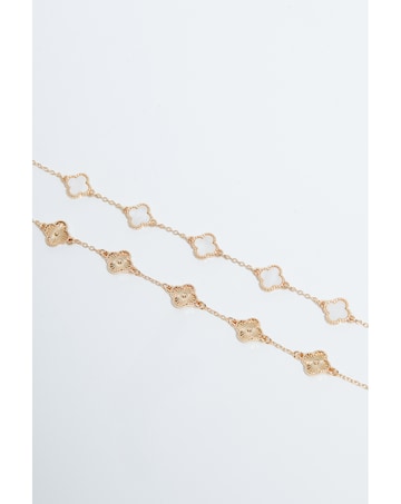 Mood Gold Mother Of Pearl Clover Station Bracelets - Pack Of 3