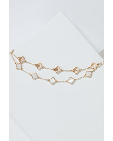 Mood Gold Mother Of Pearl Clover Station Bracelets - Pack Of 3