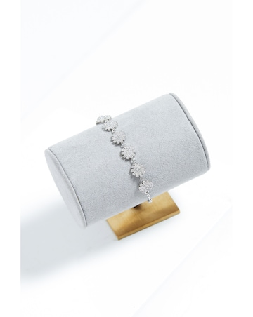 Jon Richard Rhodium Plated Cubic Zirconia Mini Flower Toggle Braclet