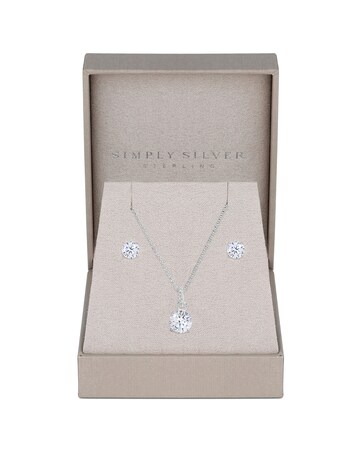 Simply Silver Sterling Silver 925 Cubic Zirconia Classic Round Set - Gift Boxed