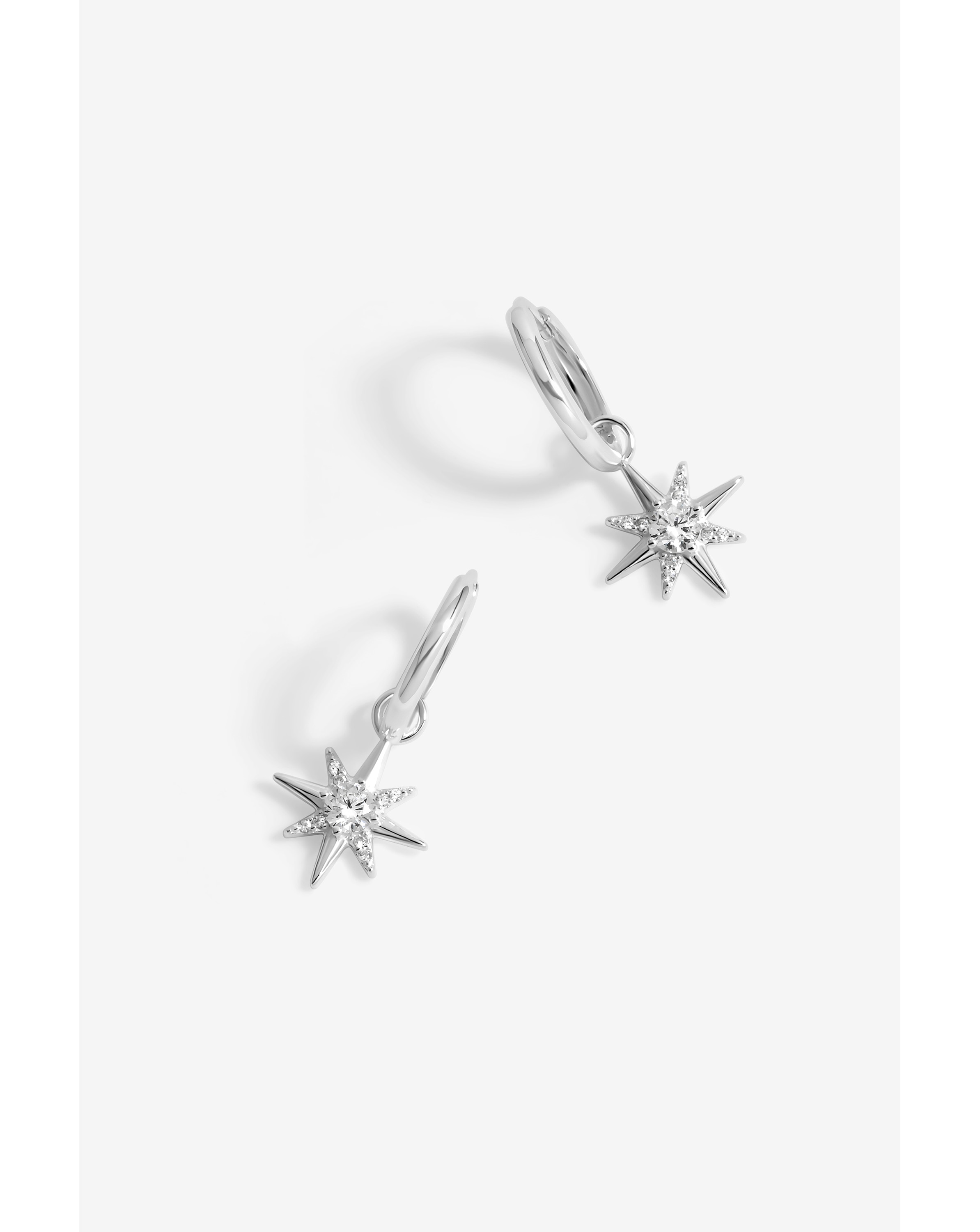 Simply Silver CZ Celestial Star Hoops