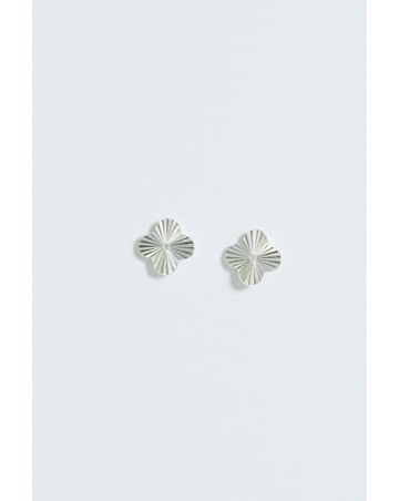 Simply Silver Sterling Silver 925 Diamond Cut Clover stud Earrings