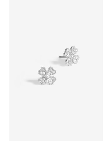 Simply Silver Sterling Silver 925 Cubic Zirconia Clover Large stud Earrings