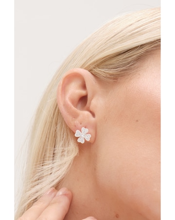 Simply Silver Sterling Silver 925 Cubic Zirconia Clover Large stud Earrings