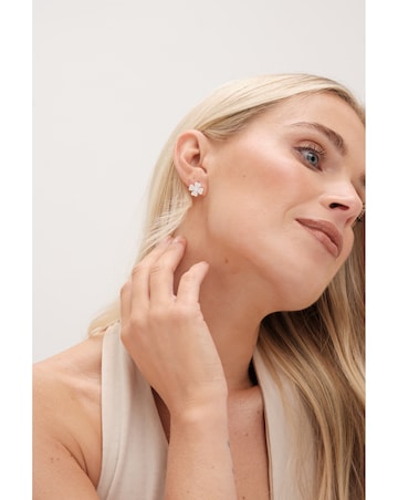 Simply Silver Sterling Silver 925 Cubic Zirconia Clover Large stud Earrings