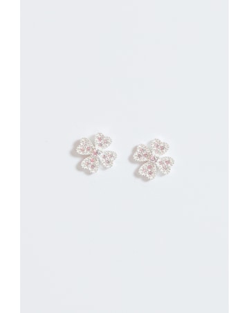 Simply Silver Sterling Silver 925 Cubic Zirconia Clover Large stud Earrings