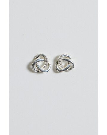 Simply Silver Sterling Silver 925 Polished Cubic Zirconia Woven knot Studs