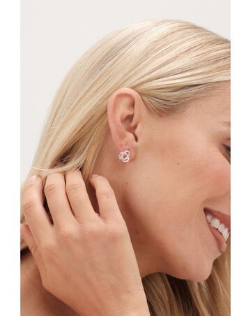 Simply Silver Sterling Silver 925 Polished Cubic Zirconia Woven knot Studs