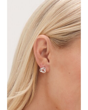 Simply Silver Sterling Silver 925 Polished Cubic Zirconia Woven knot Studs