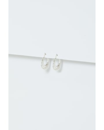 Simply Silver Sterling Silver 925 Polished Ribbed flat Hoop Earrings