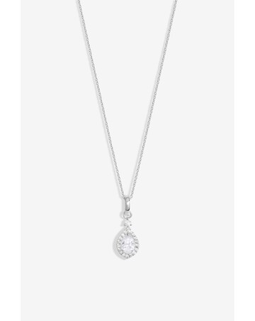 Simply Silver Sterling Silver 925 Cubic Zirconia Pear Halo Pendant