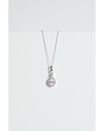 Simply Silver Sterling Silver 925 Cubic Zirconia Pear Halo Pendant