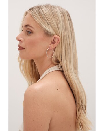 Simply Silver Cut Large Hoops