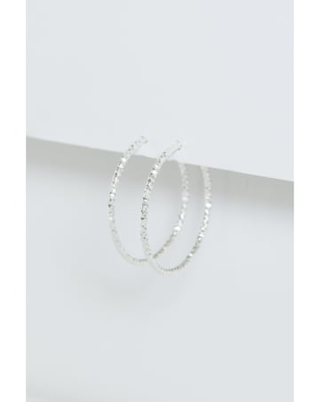 Simply Silver Cut Large Hoops