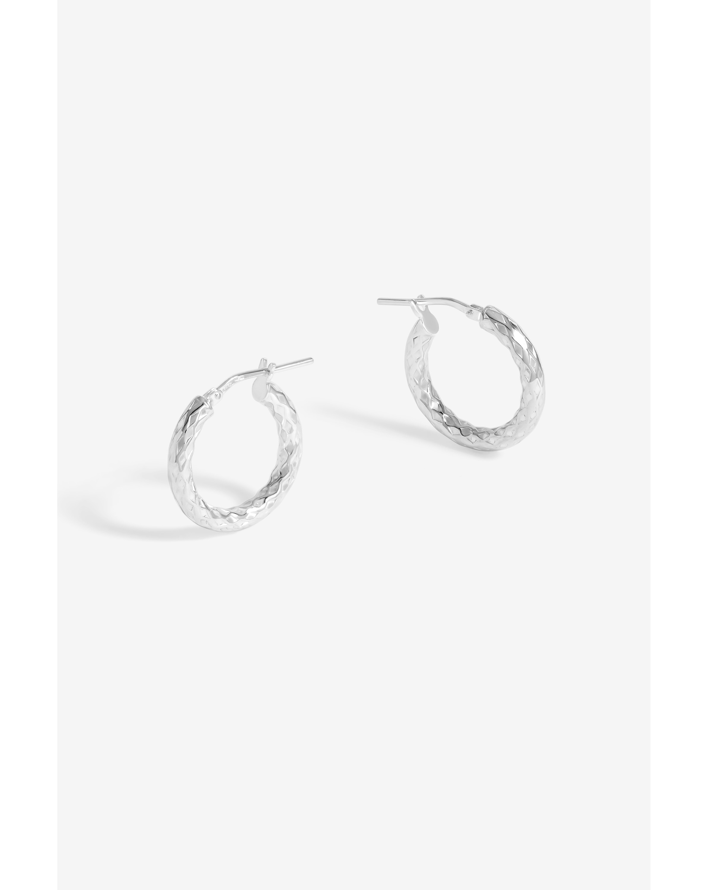 Simply Silver Cut Mini Hoops