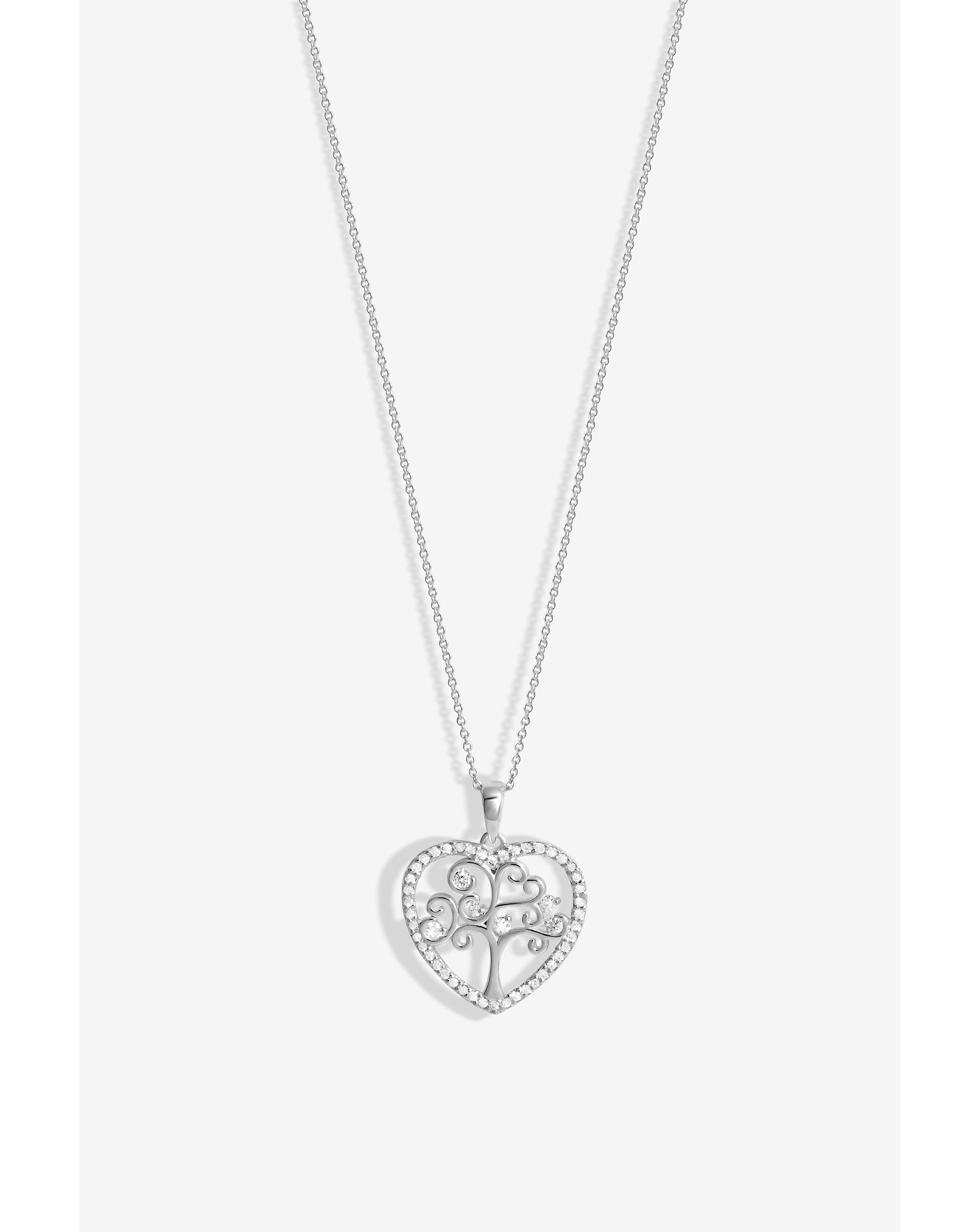 Simply Silver Tree Of Love Heart Pendant