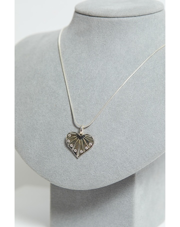 Simply Silver Sterling Silver 925 Cubic Zirconia Cut Out Heart Pendant