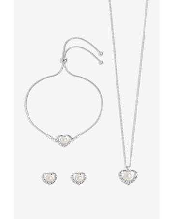 Jon Richard Rhodium Plated Cubic Zirconia Open Heart Set - Gift Boxed