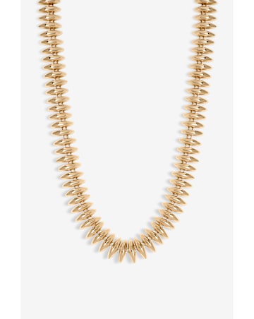 Inicio Gold Plated Polished Ridged Allway Necklace - Gift Pouch