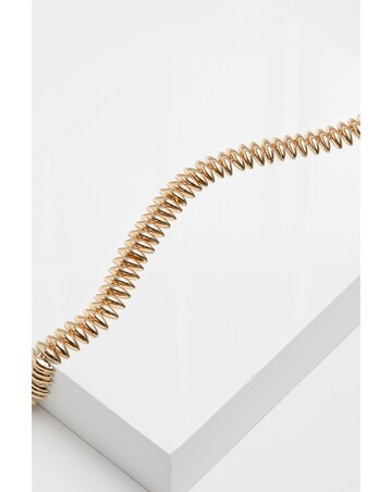 Inicio Gold Plated Polished Ridged Allway Necklace - Gift Pouch