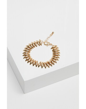 Inicio Gold Plated Polished Ridged Bracelet - Gift Pouch