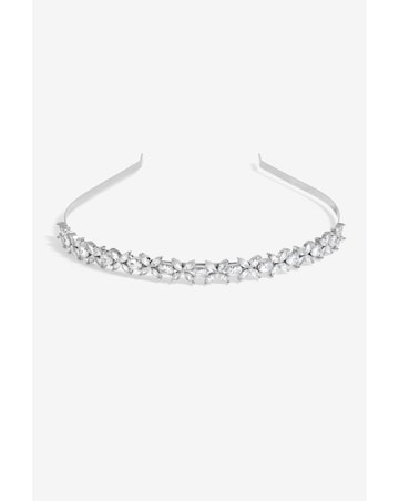 Jon Richard Silver Plated Crystal Floral Single Row Headband