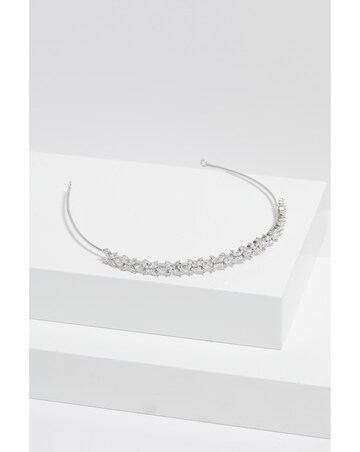 Jon Richard Silver Plated Crystal Floral Single Row Headband