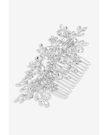 Jon Richard Silver Plated Crystal Floral Hair Comb