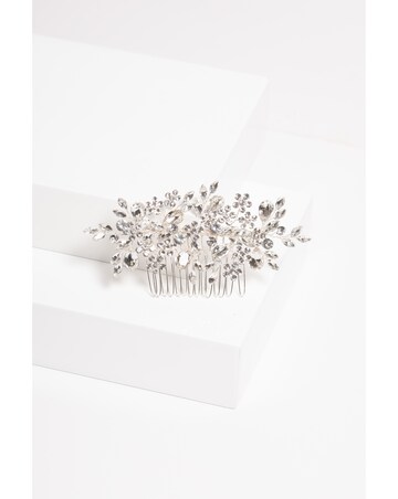 Jon Richard Silver Plated Crystal Floral Hair Comb