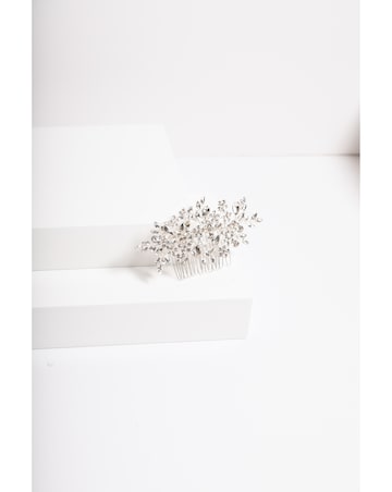 Jon Richard Silver Plated Crystal Floral Hair Comb