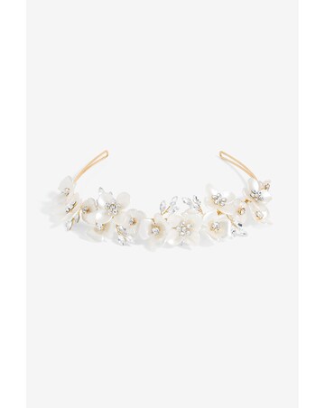 Jon Richard Gold Plated White Floral And Crystal Headband