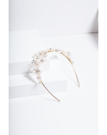 Jon Richard Gold Plated White Floral And Crystal Headband