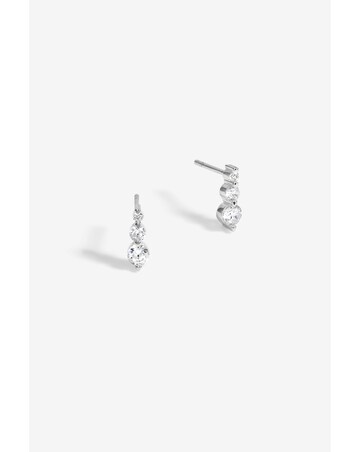 Simply Silver Sterling Silver 925 Cubic Zirconia Graduated Drop Stud Earrings