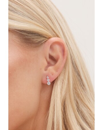 Simply Silver Sterling Silver 925 Cubic Zirconia Graduated Drop Stud Earrings