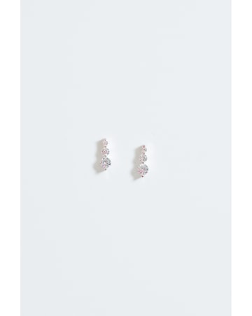 Simply Silver Sterling Silver 925 Cubic Zirconia Graduated Drop Stud Earrings