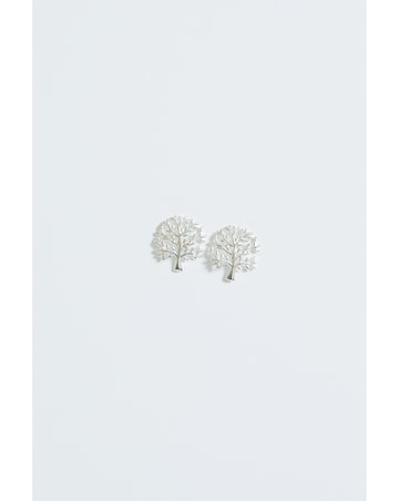 Simply Silver Sterling Silver 925 Polished Meaningful Tree Stud Earrings