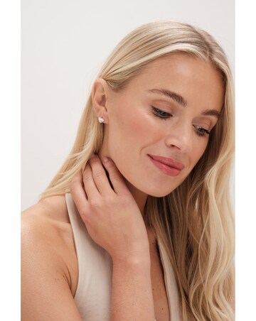 Simply Silver Sterling Silver 925 Ridged Heart Cubic Zirconia Stud Earrings