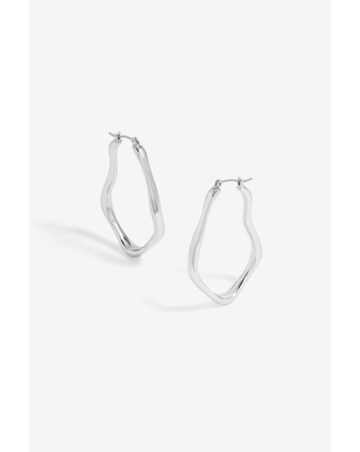Inicio Silver Plated Molten Large Hoop Earrings - Gift Pouch