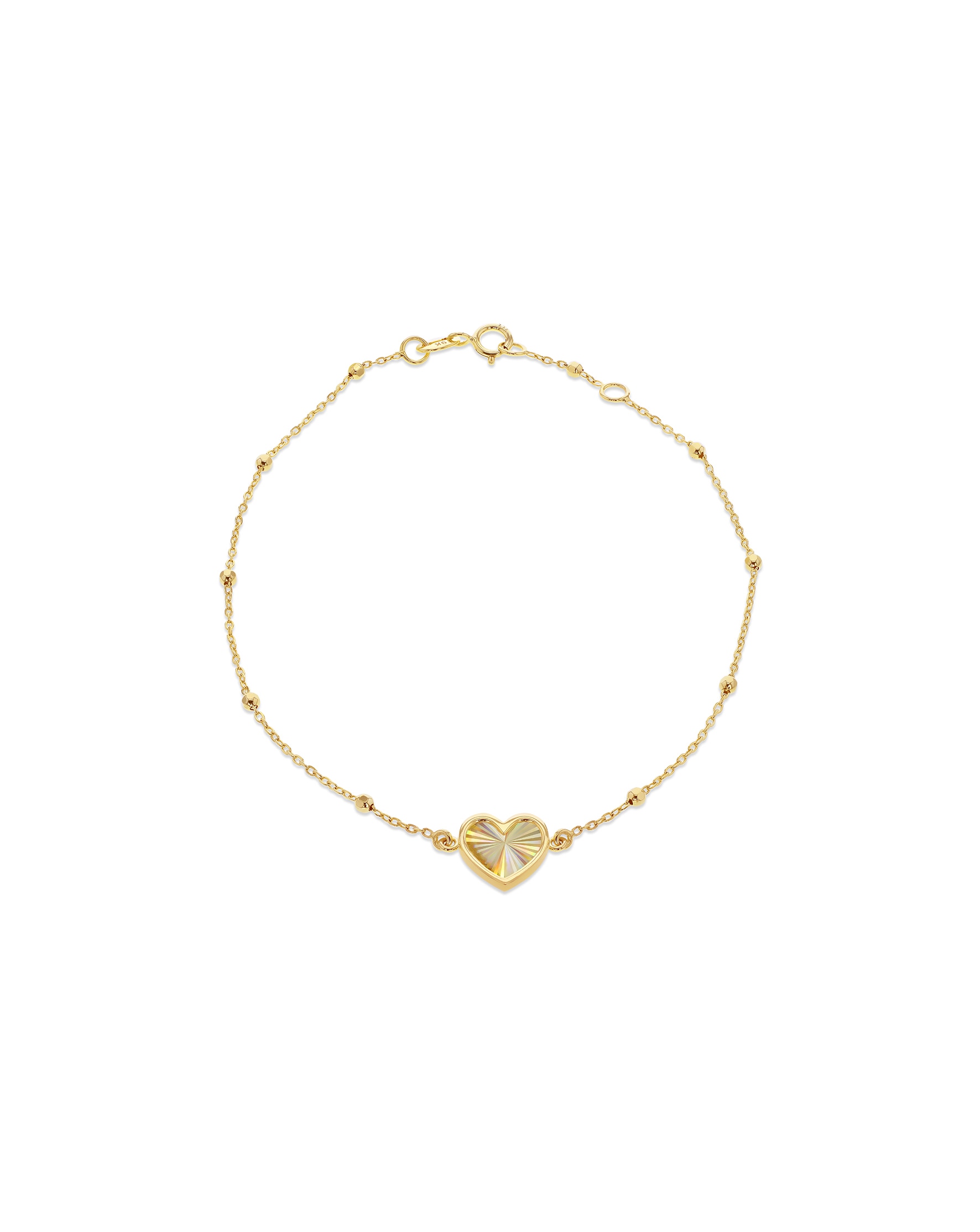9ct Yellow Gold Rainbow Heart Bracelet