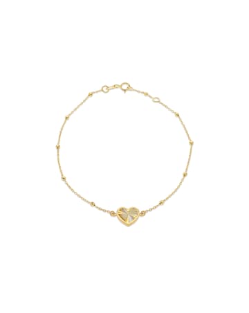 9ct Yellow Gold Rainbow Heart Bracelet