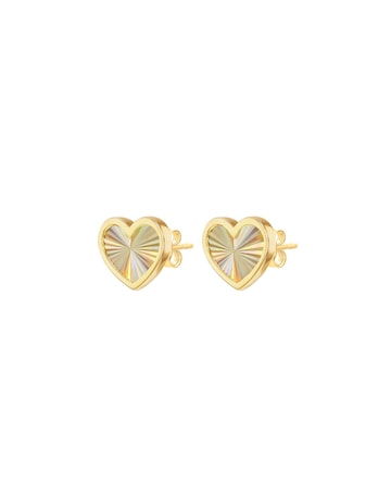 9ct Yellow Gold Rainbow Heart Earrings