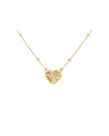 9ct Yellow Gold Rainbow Heart Necklace