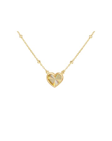 9ct Yellow Gold Rainbow Heart Necklace