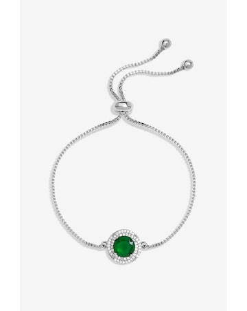 Jon Richard Rhodium Plated CZ Emerald Halo Toggle Bracelet - Gift Boxed