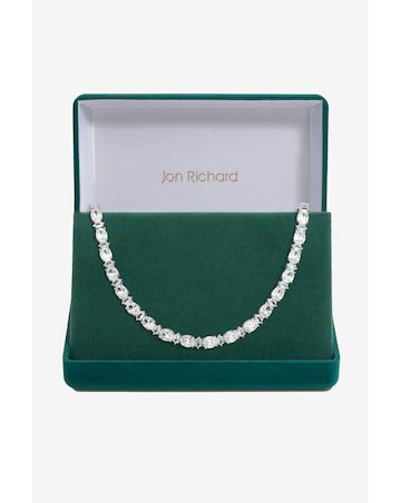 Jon Richard Rhodium Plated CZ Mixed Stone Allway Necklace - Gift Boxed